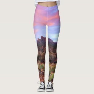 Desert Sunset Cactus Landscape Leggings