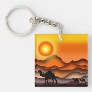 Desert Sunset Camel Keychain