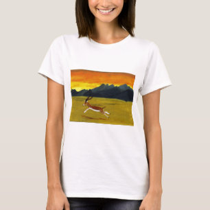 Desert Sunset Gazelle Wildlife Art T-Shirt