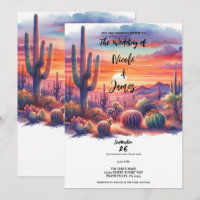 Desert Sunset Glow Watercolor Southwestern Wedding