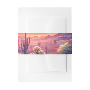 Desert Sunset Glow Watercolor Southwestern Wedding Invitation Belly Band