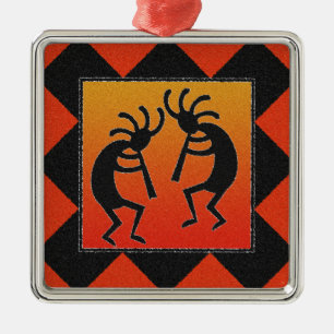 Desert Sunset Kokopelli Southwest Christmas Tree Metal Ornament