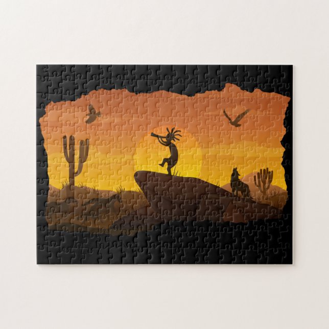 Desert Sunset Nature Kokopelli Jigsaw Puzzle (Horizontal)