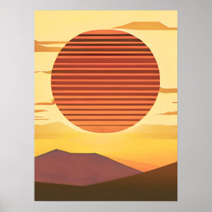 Desert Sunset Rust Orange and Brown Poster