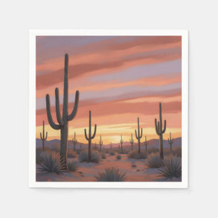 Desert Sunset Saguaro Cactus Landscape Napkin