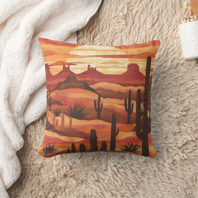 Desert Sunset Throw Pillow (Blanket)