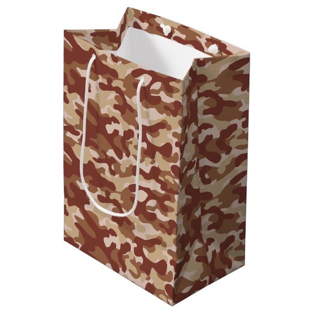 Desert Tan Camo  Medium Gift Bag (Front Angled)