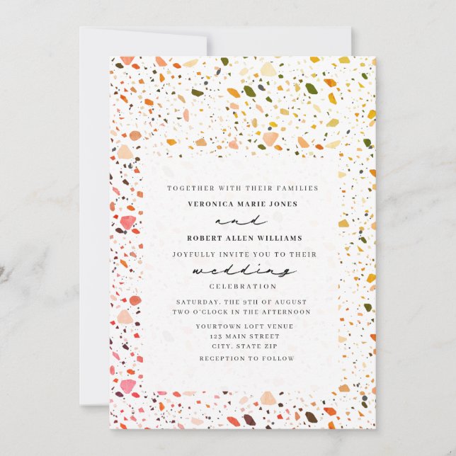 Desert Terrazzo Modern Wedding Invitation (Front)