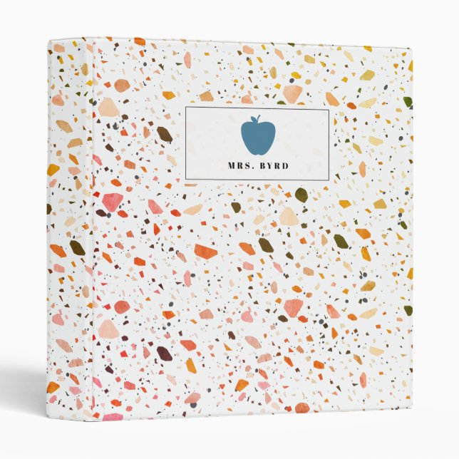 Desert Terrazzo Pattern Apple Teacher Binder (Front/Spine)
