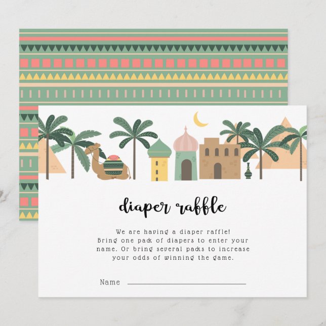 Desert Theme Camel Diaper Raffle Invitation (Front/Back)