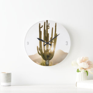Desert Themed Clock with Cactus Photo