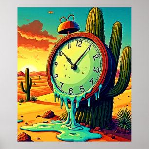 Desert Time Melts Away Clock Poster