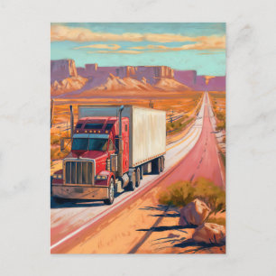 Desert Trucking - Painterly Vehicle Art Postcard