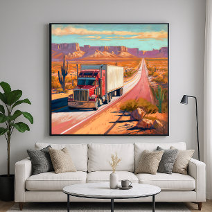 Desert Trucking - Painterly Vehicle Art Poster