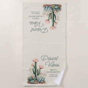 Desert Vibes Bachelorette Party Blooming Cactus Beach Towel