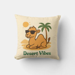Desert Vibes – Cute Camel with Sunglasses Throw Pillow