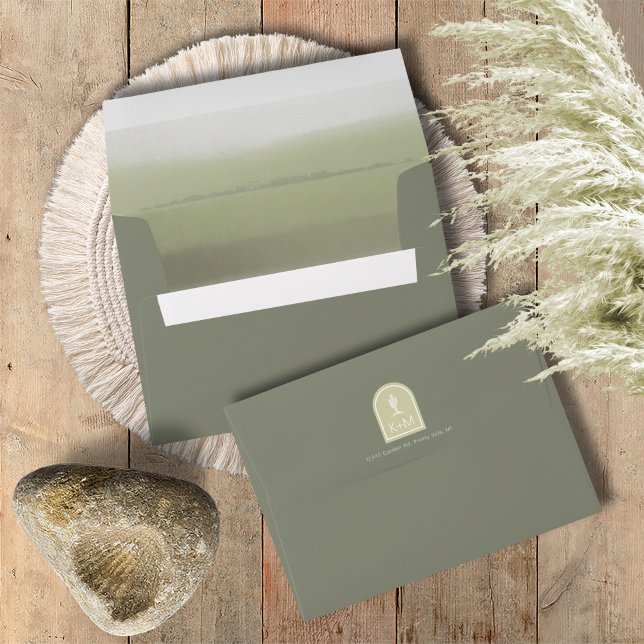 Desert Vibes Wedding Gradient Sage Green ID1019 Envelope (Creator Uploaded)