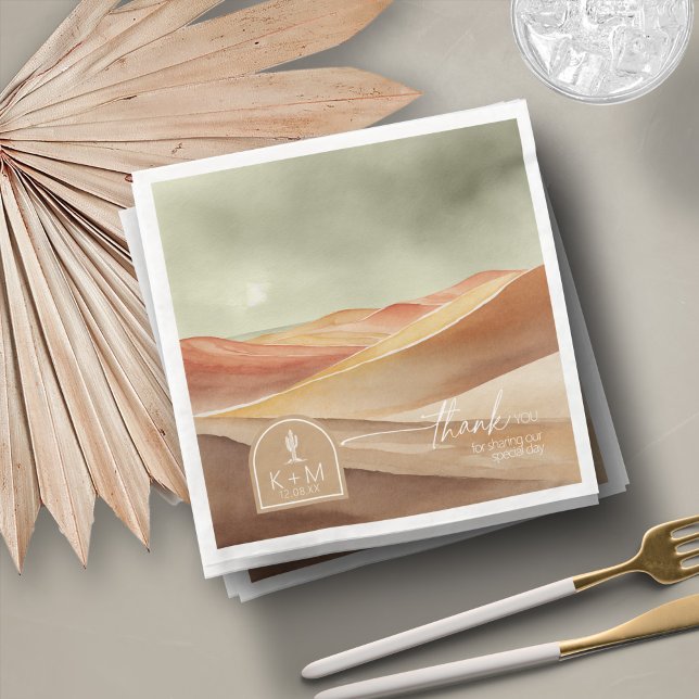 Desert Vibes Wedding Landscape Thank You ID1019 Napkin (Creator Uploaded)