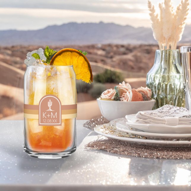 Desert Vibes Wedding Stripe Terra Cotta ID1019 Can Glass (Creator Uploaded)