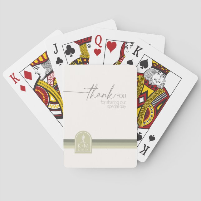 Desert Vibes Wedding Thank You Sage Green ID1019 Playing Cards (Back)
