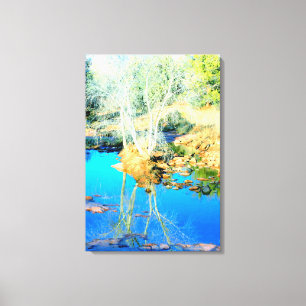 desert watering hole wrapped canvas