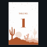 Desert Wedding Table Number Card<br><div class="desc">This desert wedding table numbers features desert coloured cactus illustrations for both front and back. It's perfect to add to your day of events for tables! You can easily edit the wording and adjust the colours as needed. This is great for any desert and western styled event! Happy editing!</div>