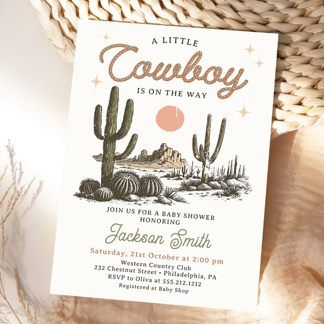 Desert Western Cowboy Boy Baby Shower Invitation  (Creator Uploaded)