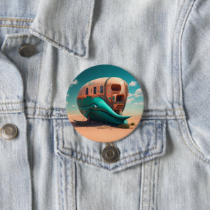 Desert whale house 3 inch round button