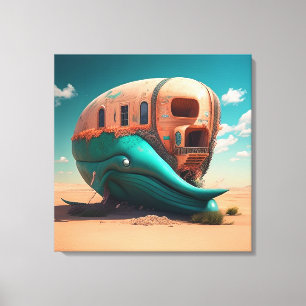 Desert whale house canvas print