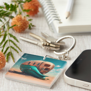 Desert whale house keychain