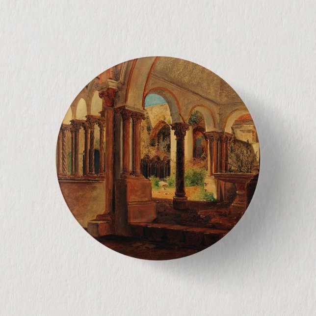 Deserted monastery yard 1 inch round button (Front)