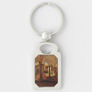 Deserted monastery yard keychain