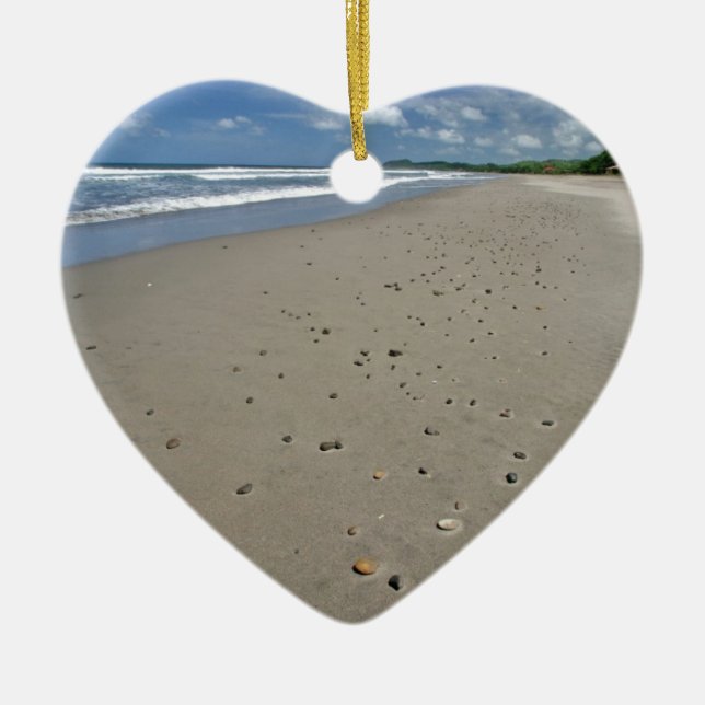 Deserted sandy beach ceramic ornament (Front)