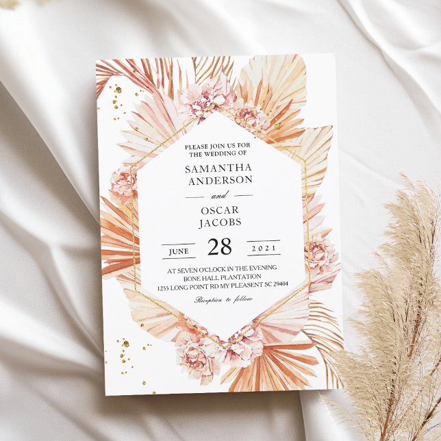 Deserted Terracotta Dried Palm Leaf Orange Frame Invitation (Creator Uploaded)