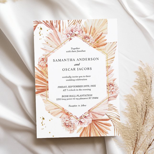 Deserted Terracotta Dried Palm Leaf Orange Frame Invitation (Creator Uploaded)