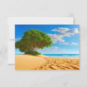 Deserted Tropical Island Sandy Beach Thank You Card