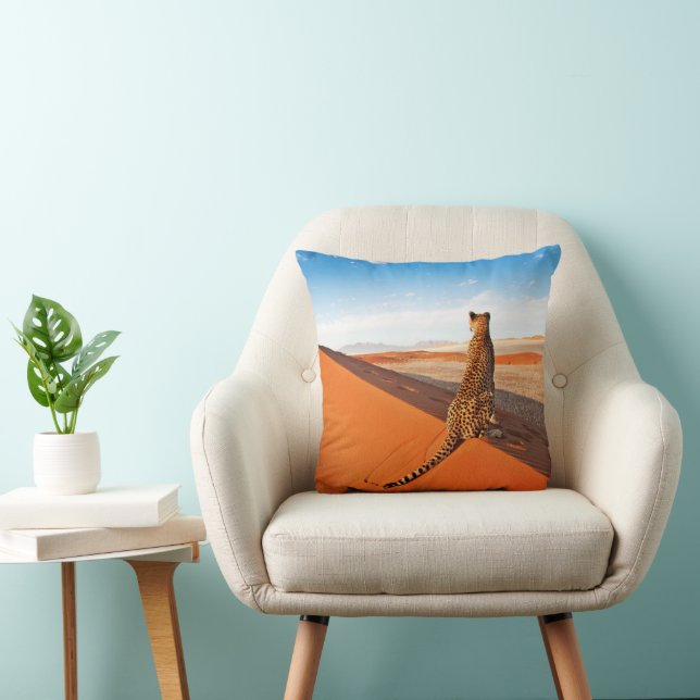Deserts | Cheetah Savannah Desert Throw Pillow (Chair)