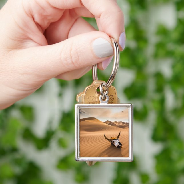 Deserts | Cow Skull Rippled Sand Dunes Keychain (Hand)
