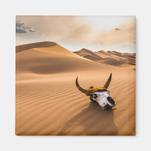 Deserts Cow Skull Rippled Sand Dunes Magnet