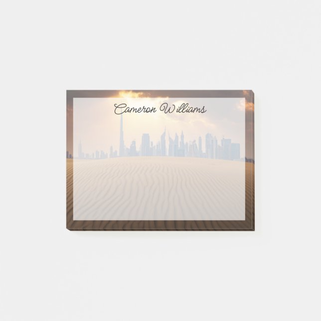 Deserts | Dubai's Skyline View from Sand Dune Post-it Notes (Front)