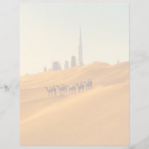Deserts Dubai's Skyline View with Camels