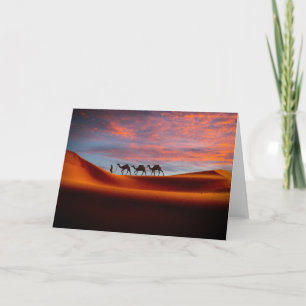 Deserts Man & Camels in the Sand Dunes Card