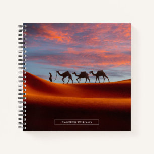 Deserts   Man & Camels in the Sand Dunes Notebook