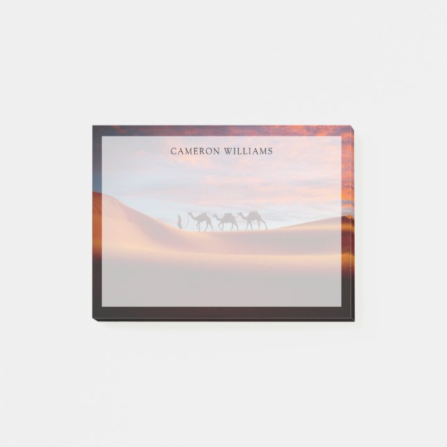 Deserts | Man & Camels in the Sand Dunes Post-it Notes (Front)