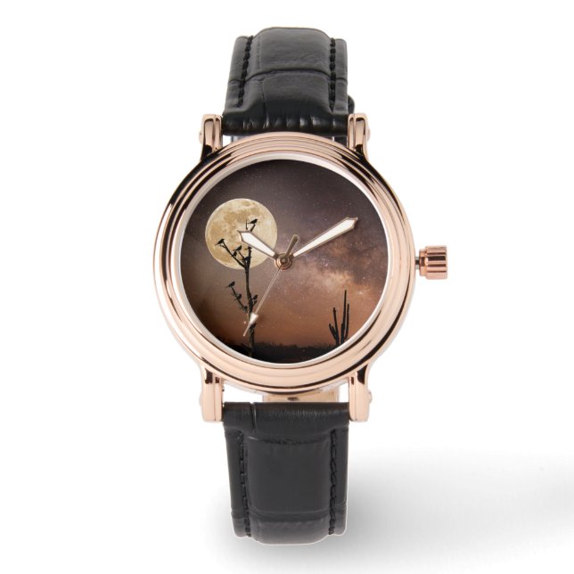 Deserts | Saguaro Cactus With Birds in Desert Watch (Front)