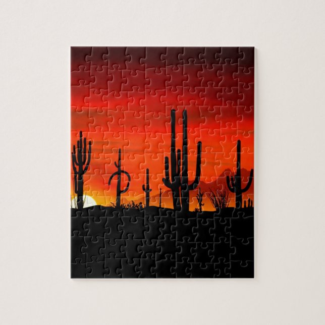 Deserts Saguaros Sonoran Arizona Jigsaw Puzzle (Vertical)