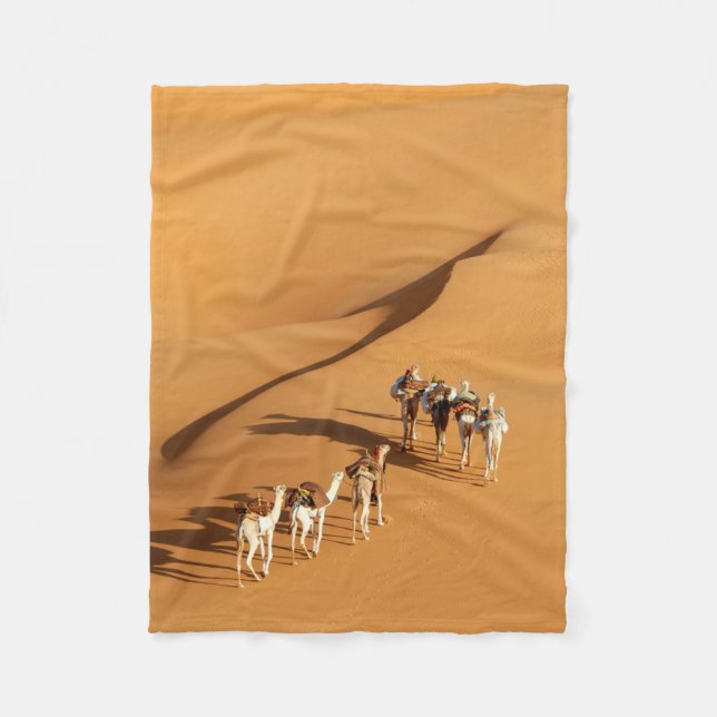 Deserts | Tuareg Walk with Camels Fleece Blanket (Front)
