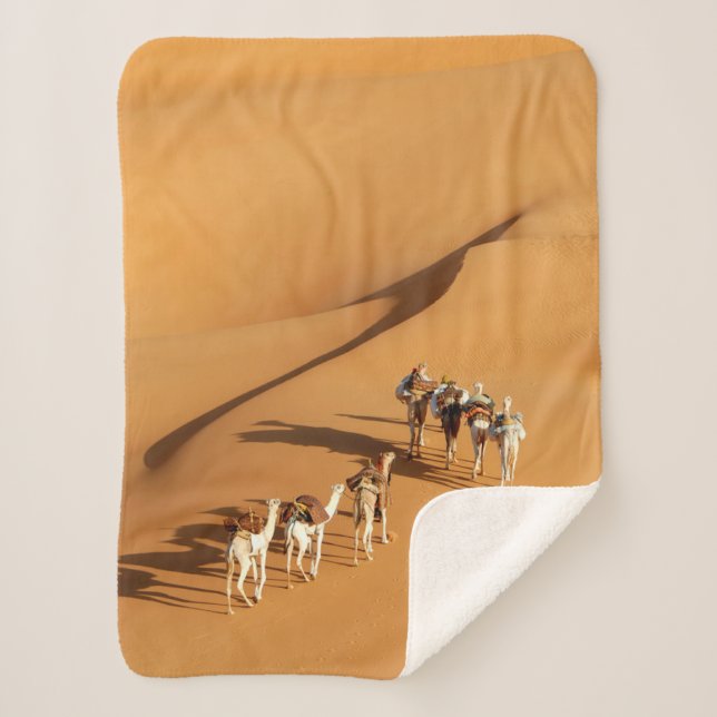 Deserts | Tuareg Walk with Camels Sherpa Blanket (Front)