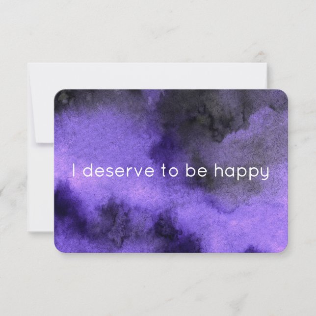 Deserve to be Happy Purple Affirmation Card (Front)