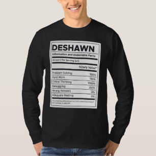 Deshawn Nutrition Information Problem Solving Hard T-Shirt